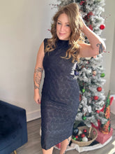 Load image into Gallery viewer, Black Mock Neck Sleeveless Dress