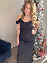 Load image into Gallery viewer, Black Cowl Neck Maxi Dress