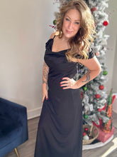 Load image into Gallery viewer, Black Cowl Neck Maxi Dress