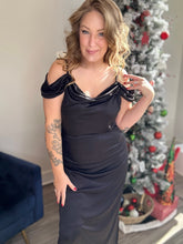 Load image into Gallery viewer, Black Cowl Neck Maxi Dress