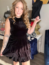 Load image into Gallery viewer, Black Velvet Tiered Dress