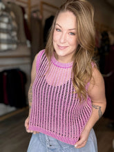 Load image into Gallery viewer, Violet Washed Crochet Vest