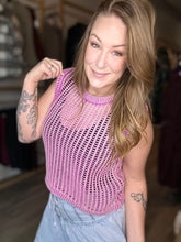 Load image into Gallery viewer, Violet Washed Crochet Vest