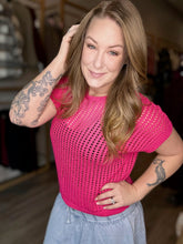 Load image into Gallery viewer, Hot Pink Crochet Sweater Top