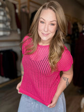 Load image into Gallery viewer, Hot Pink Crochet Sweater Top