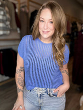 Load image into Gallery viewer, Cornflower Blue Crochet Sweater Top