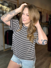 Load image into Gallery viewer, Black Stripe Ribbed Top