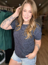 Load image into Gallery viewer, Black Washed Round Neck Tee