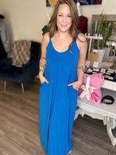 Load image into Gallery viewer, Blue Pocketed Maxi Dress