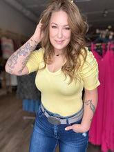 Load image into Gallery viewer, Yellow Pleated Sleeve Bodysuit