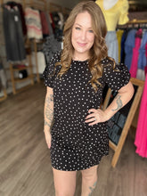 Load image into Gallery viewer, Black Polka Dot Short Sleeve Dress