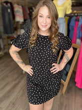 Load image into Gallery viewer, Black Polka Dot Short Sleeve Dress