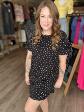 Load image into Gallery viewer, Black Polka Dot Short Sleeve Dress