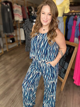 Load image into Gallery viewer, Blue Overlay Sleeveless Jumpsuit