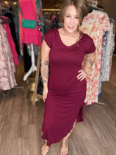 Load image into Gallery viewer, Burgundy Short Sleeve Maxi Dress