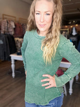 Load image into Gallery viewer, Green Washed Long Sleeve Top