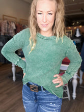 Load image into Gallery viewer, Green Washed Long Sleeve Top