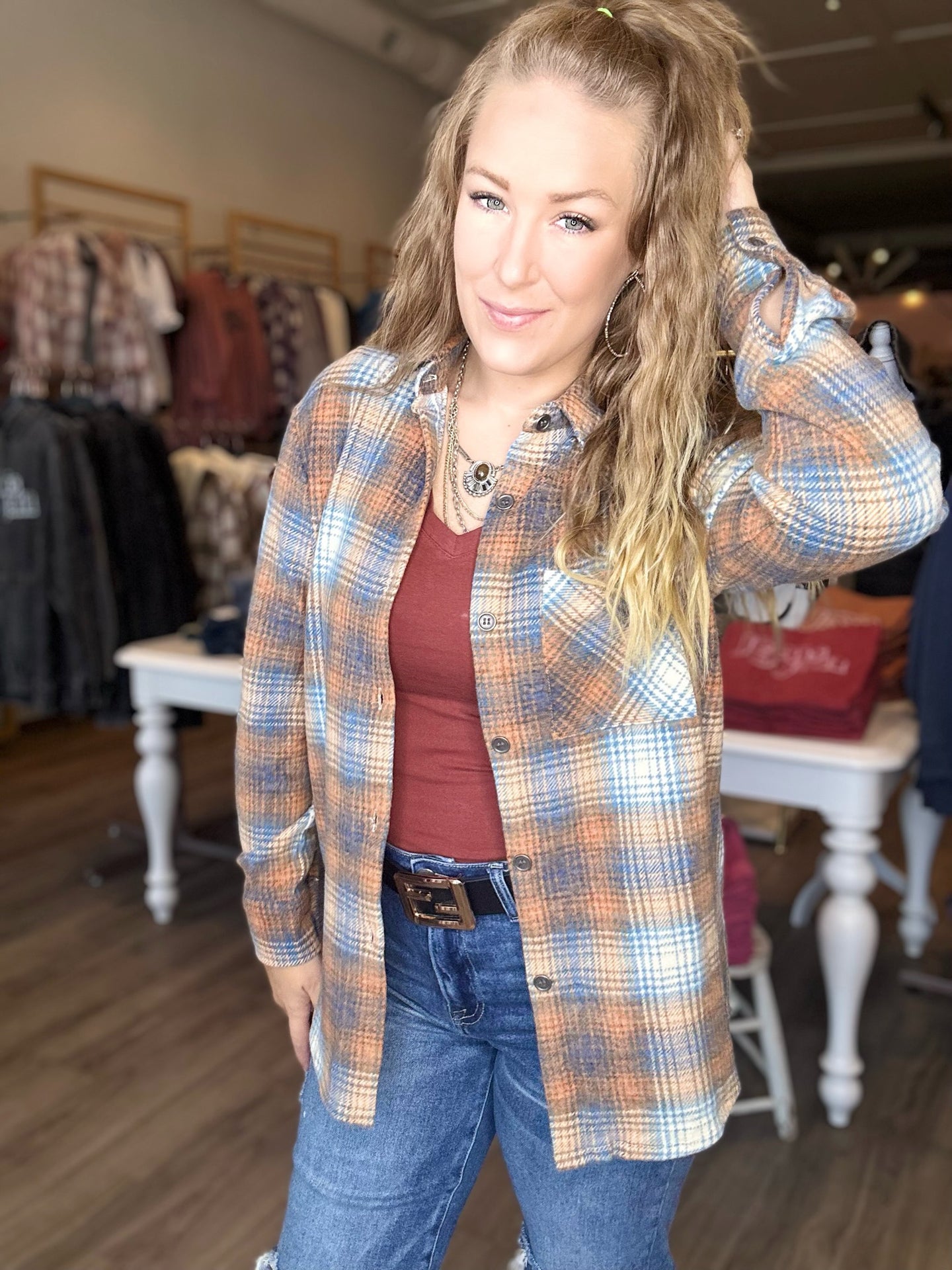 Auburn Pocketed Plaid Shacket