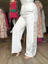 Load image into Gallery viewer, White Lace Trim Wide Leg Pants