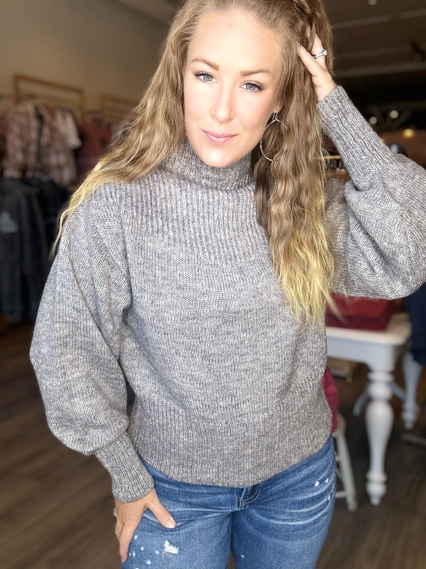 Grey Bishop Sleeve Sweater