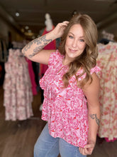 Load image into Gallery viewer, Pink Floral Babydoll Blouse