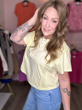 Load image into Gallery viewer, Yellow Henley Short Sleeve Top