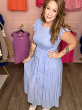Load image into Gallery viewer, Baby Blue Smocked Tiered Dress