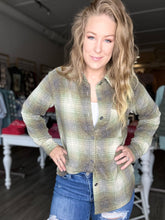 Load image into Gallery viewer, Olive Pocketed Plaid Shacket