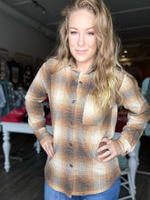 Load image into Gallery viewer, Ocre Tan Pocketed Plaid Shacket