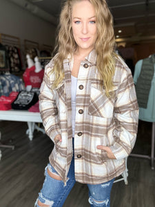 Cocoa Plaid Sherpa Lined Jacket