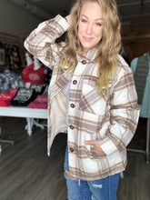 Load image into Gallery viewer, Cocoa Plaid Sherpa Lined Jacket