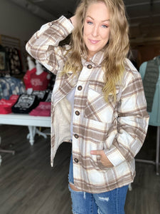 Cocoa Plaid Sherpa Lined Jacket