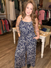 Load image into Gallery viewer, Navy Printed Wide Leg Jumpsuit