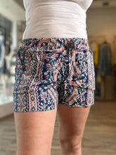 Load image into Gallery viewer, Navy Printed Tie Waist Shorts