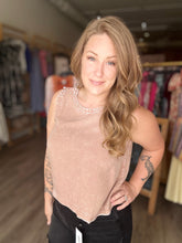 Load image into Gallery viewer, Taupe Mineral Wash Button Back Top