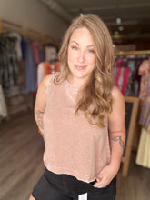 Load image into Gallery viewer, Taupe Mineral Wash Button Back Top