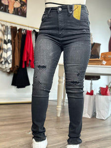 Risen Vintage Black Washed Skinny Jeans