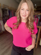 Load image into Gallery viewer, Hot Pink Roll Up Sleeve Top