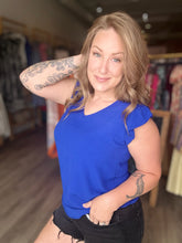 Load image into Gallery viewer, Royal Blue Ruffle Sleeve Top