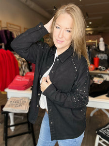 Studded Black Twill Jacket