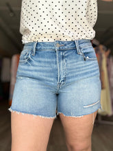 Load image into Gallery viewer, Vervet Medium Wash Distressed Denim Shorts