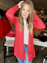 Load image into Gallery viewer, Red Open Knit Cardigan
