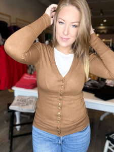 Tan Snap Button Cardigan