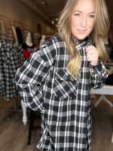 Load image into Gallery viewer, Black Plaid Button Down Trench