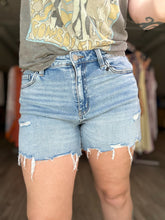Load image into Gallery viewer, Vervet Light Wash Distressed Denim Shorts