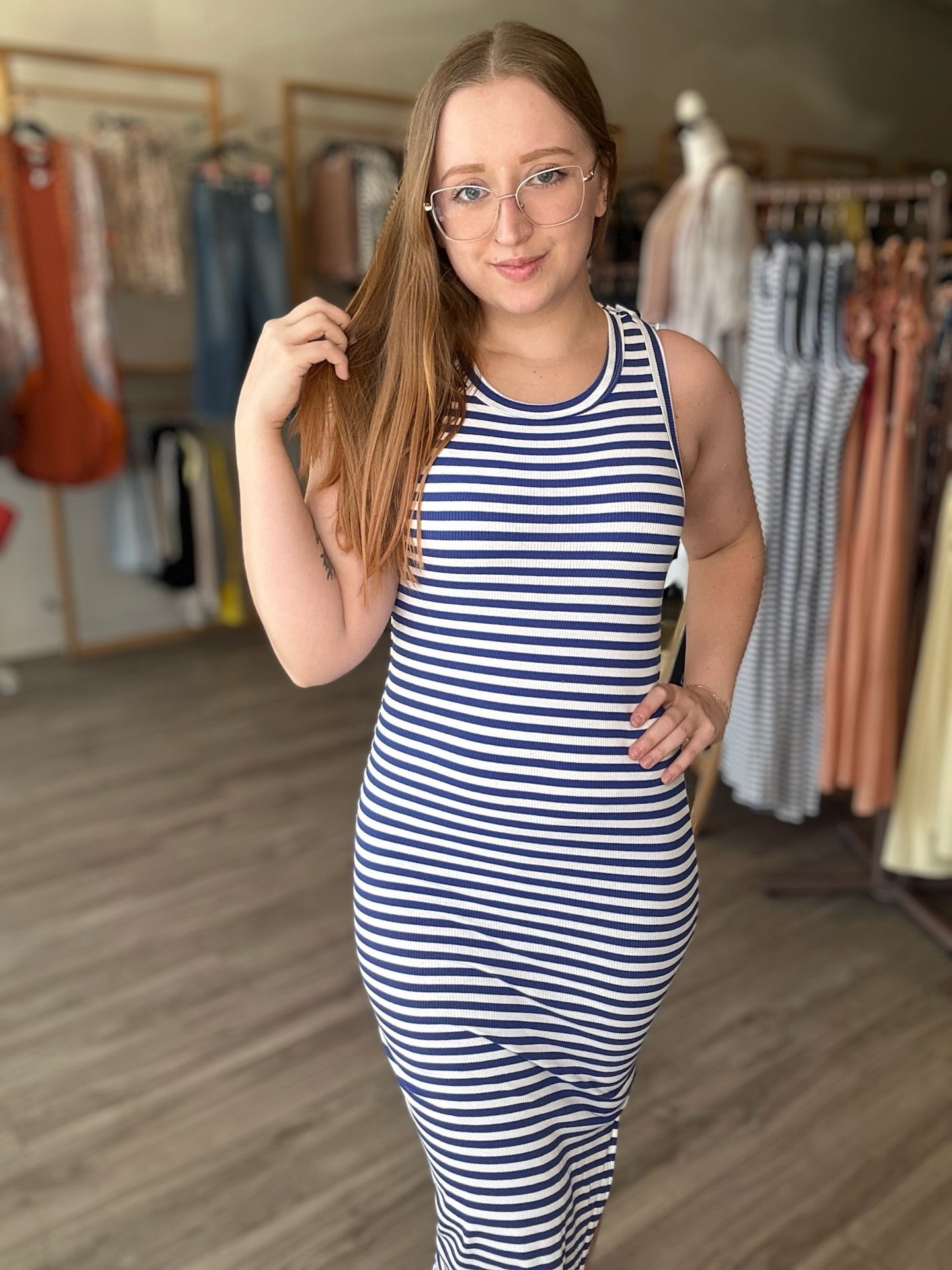 striped bodycon tank dress Jaimenalin Women'S Striped Bodycon Mini Dress Button Scoop Neck Sleeveless  Knit Tank Dress with Pocket Pink XL