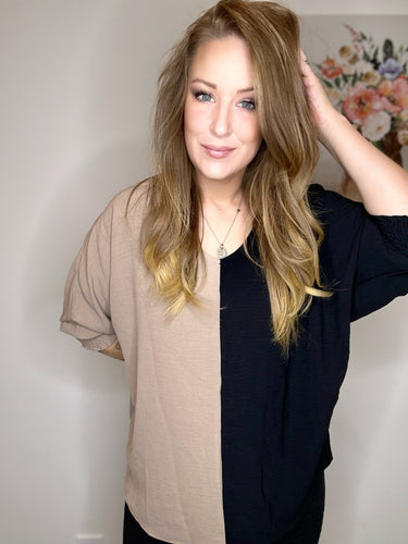 Cocoa Color Block Blouse