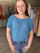 Load image into Gallery viewer, Teal Blue Boat Neck Top