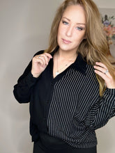Load image into Gallery viewer, Black Striped Button Down Long Sleeve