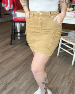 Risen Camel High Rise Cargo Skirt
